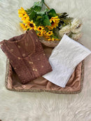 Chanderi Boota Gown Golden Bindi - Chikankari official