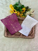 Chanderi Boota Gown Golden Bindi - Chikankari official
