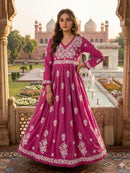Chanderi Dyeable Fine work Gown - Chikankari official