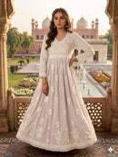 Chanderi Dyeable Fine work Gown - Chikankari official