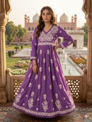 Chanderi Dyeable Fine work Gown - Chikankari official