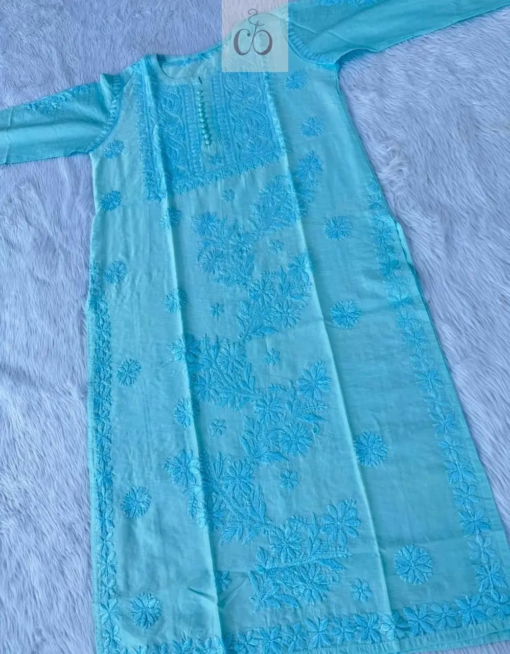Chanderi Dyeable Kurtis in pastle shades - Chikankari official