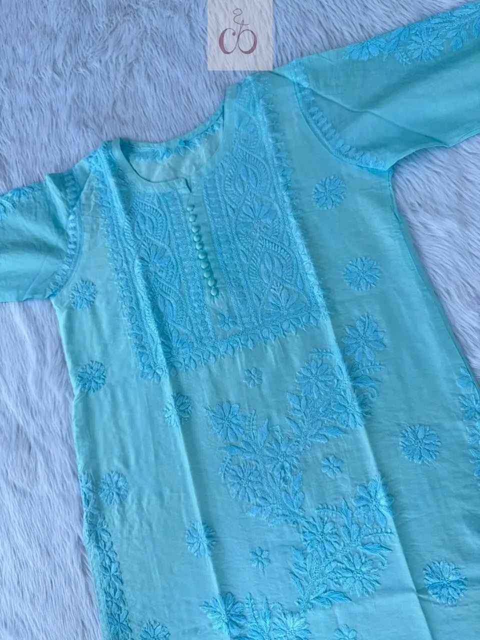 Chanderi Dyeable Kurtis in pastle shades - Chikankari official