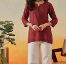 Chanderi Dyed Short Tops - Chikankari official