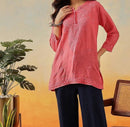 Chanderi Dyed Short Tops - Chikankari official