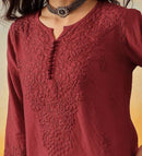 Chanderi Dyed Short Tops - Chikankari official