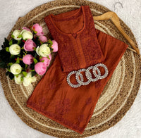 Chanderi Gala Chadi Cross Set - Chikankari official