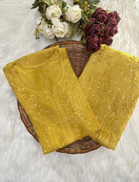 Chanderi Golden Dots Set - Chikankari official