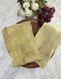 Chanderi Golden Dots Set - Chikankari official
