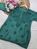 Chanderi Handwork Short top - Chikankari official