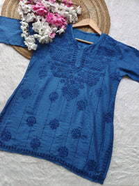 Chanderi Handwork Short top - Chikankari official