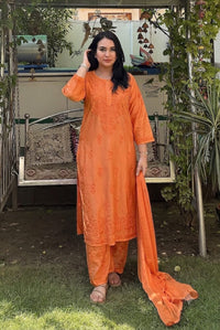 Chanderi Heavy work Ombre Rangrez 3pc Set - Chikankari official