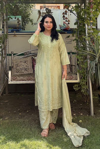 Chanderi Heavy work Ombre Rangrez 3pc Set - Chikankari official