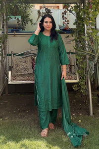 Chanderi Heavy work Ombre Rangrez 3pc Set - Chikankari official