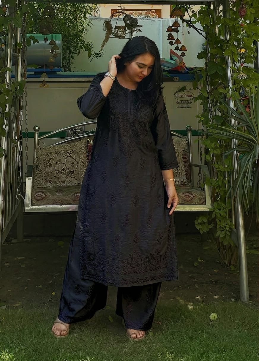 Chanderi Heavy work Ombre Rangrez 3pc Set - Chikankari official