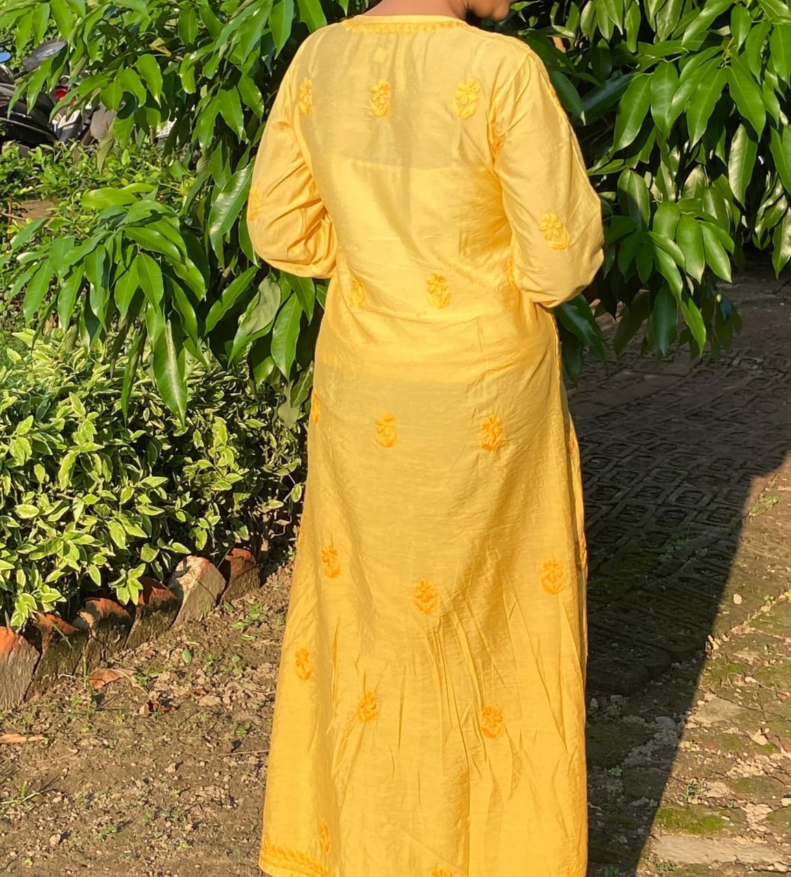 Chanderi Nyra ombre Frock Anchor Thread - Chikankari official