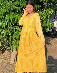 Chanderi Nyra ombre Frock Anchor Thread - Chikankari official