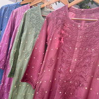 Chanderi Ombre Straight Kurta - Chikankari official