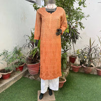 Chanderi Ombre Straight Kurta - Chikankari official
