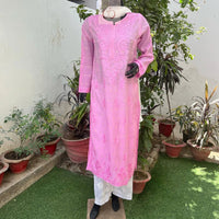 Chanderi Ombre Straight Kurta - Chikankari official