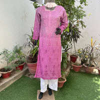 Chanderi Ombre Straight Kurta - Chikankari official
