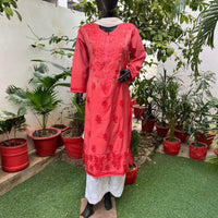 Chanderi Ombre Straight kurtis - Chikankari official
