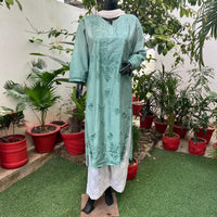 Chanderi Ombre Straight kurtis - Chikankari official