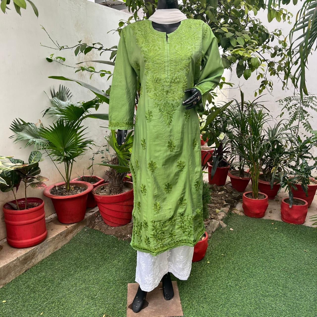 Chanderi Ombre Straight kurtis - Chikankari official
