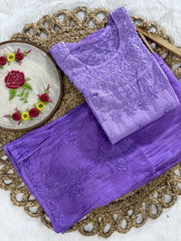 Chanderi Plazzo Combo in pastle shades - Chikankari official