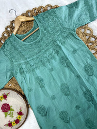 Chanderi Plazzo Combo in pastle shades - Chikankari official