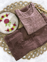 Chanderi Plazzo Combo in pastle shades - Chikankari official