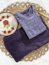 Chanderi Plazzo Combo in pastle shades - Chikankari official
