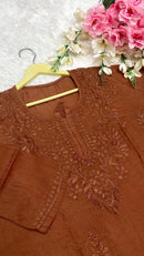 Chanderi short top light weight - Chikankari official