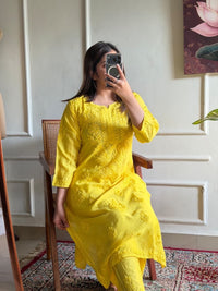 Chanderi silk Butter soft Embroidered 2pc set - Chikankari official