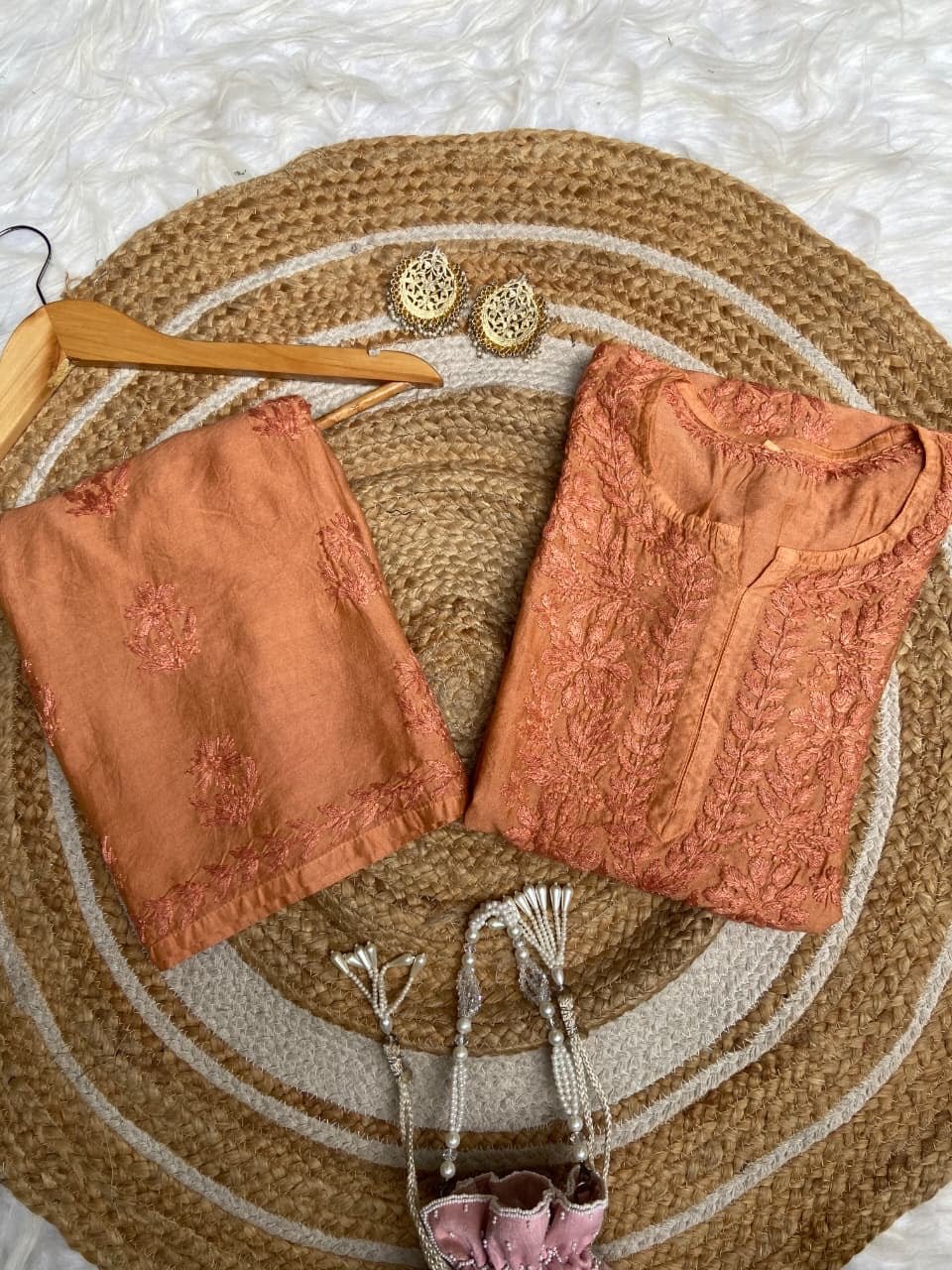 Chanderi silk Butter soft Embroidered 2pc set - Chikankari official