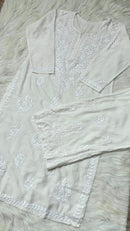Chanderi silk Butter soft Embroidered 2pc set - Chikankari official