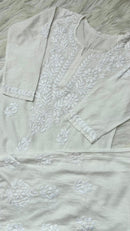 Chanderi silk Butter soft Embroidered 2pc set - Chikankari official