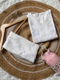 Chanderi silk Butter soft Embroidered 2pc set - Chikankari official