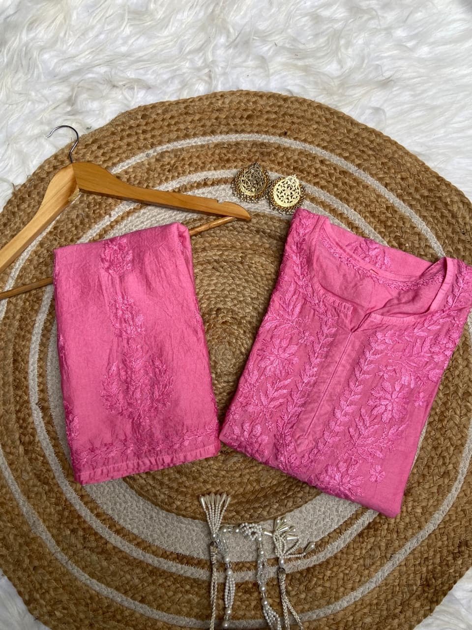Chanderi silk Butter soft Embroidered 2pc set - Chikankari official