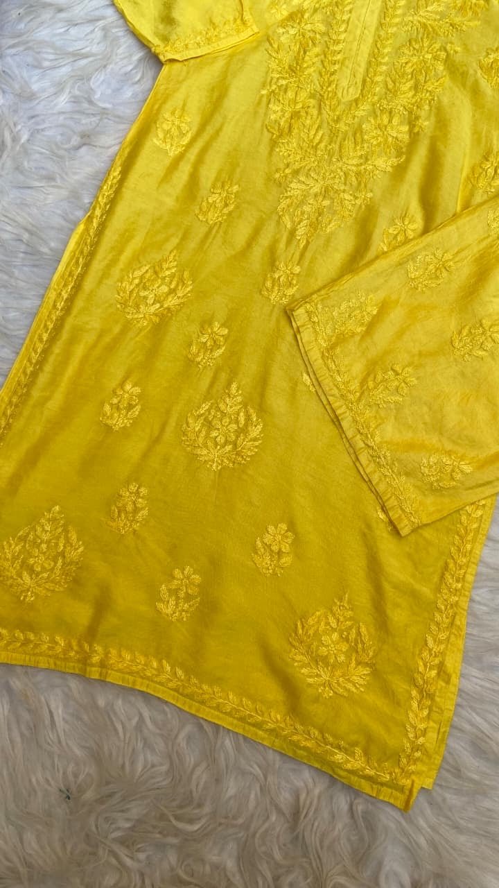 Chanderi silk Butter soft Embroidered 2pc set - Chikankari official
