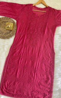 Chanderi silk Chikankari kurti - chikankariofficial