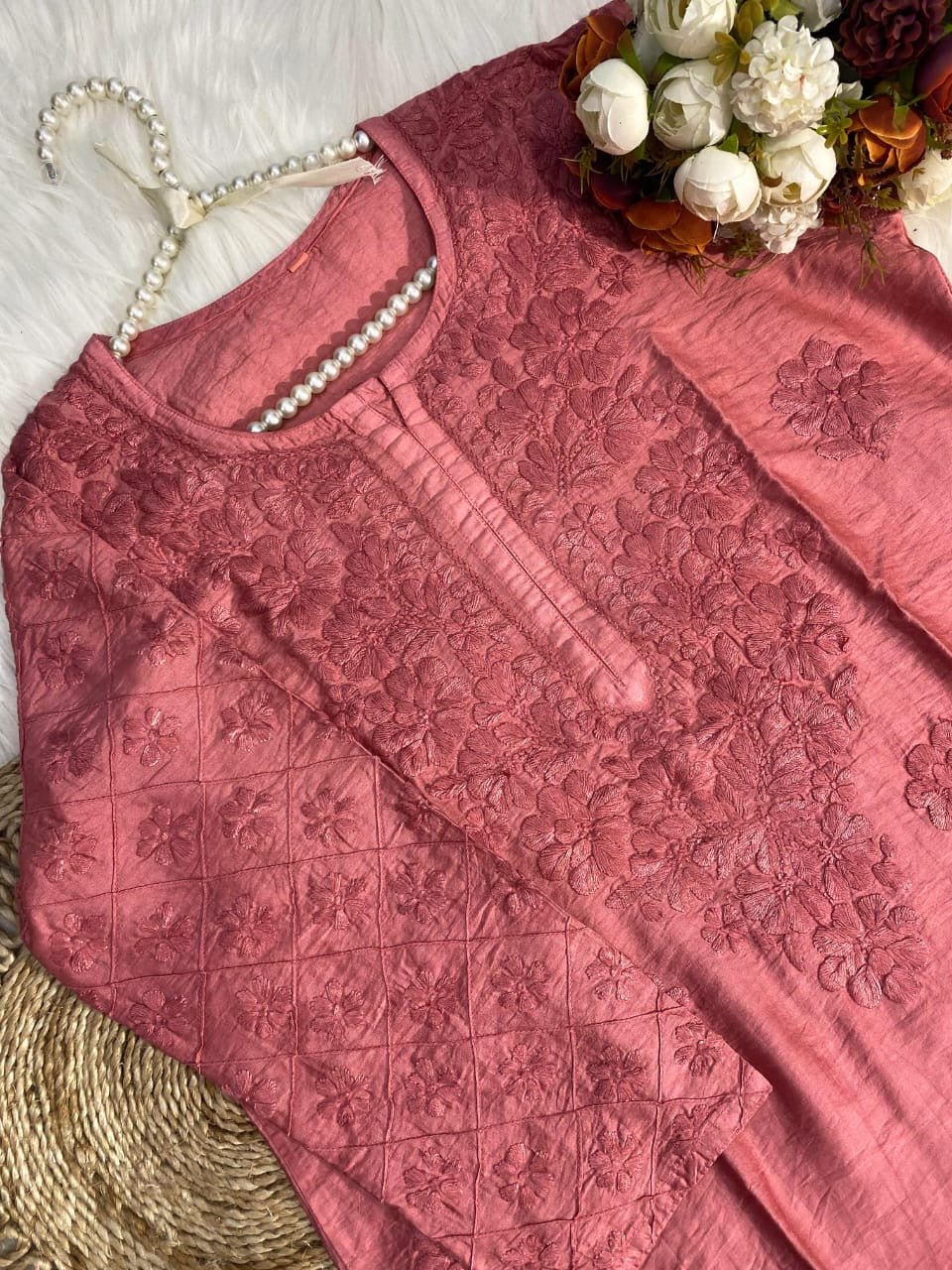 chanderi silk masterpiece CORD set - Chikankari official