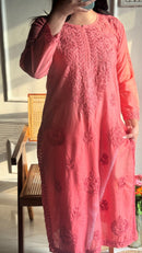 Chanderi Silk Ombre Soft Dyed Kurtas - Chikankari official