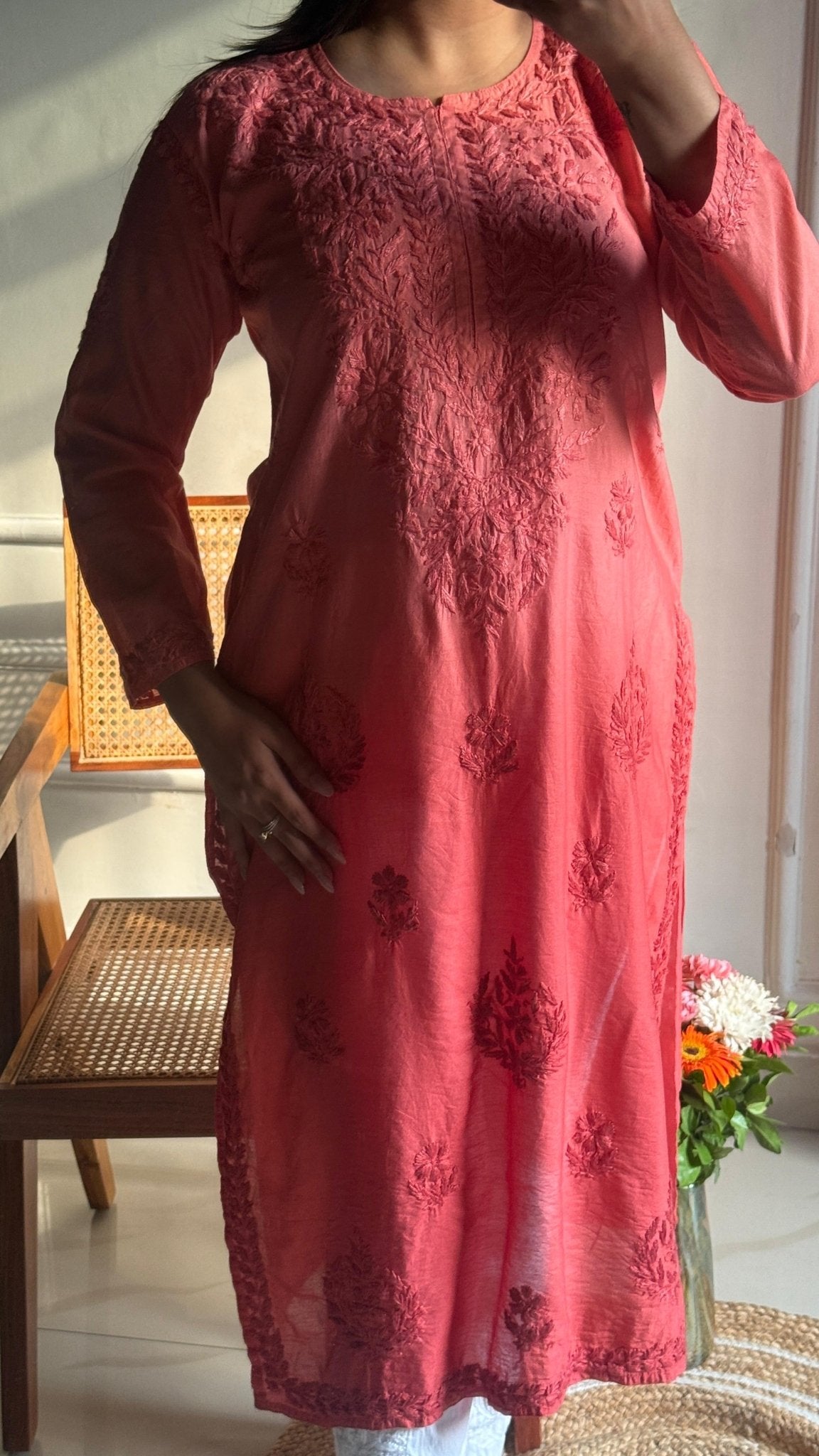 Chanderi Silk Ombre Soft Dyed Kurtas - Chikankari official