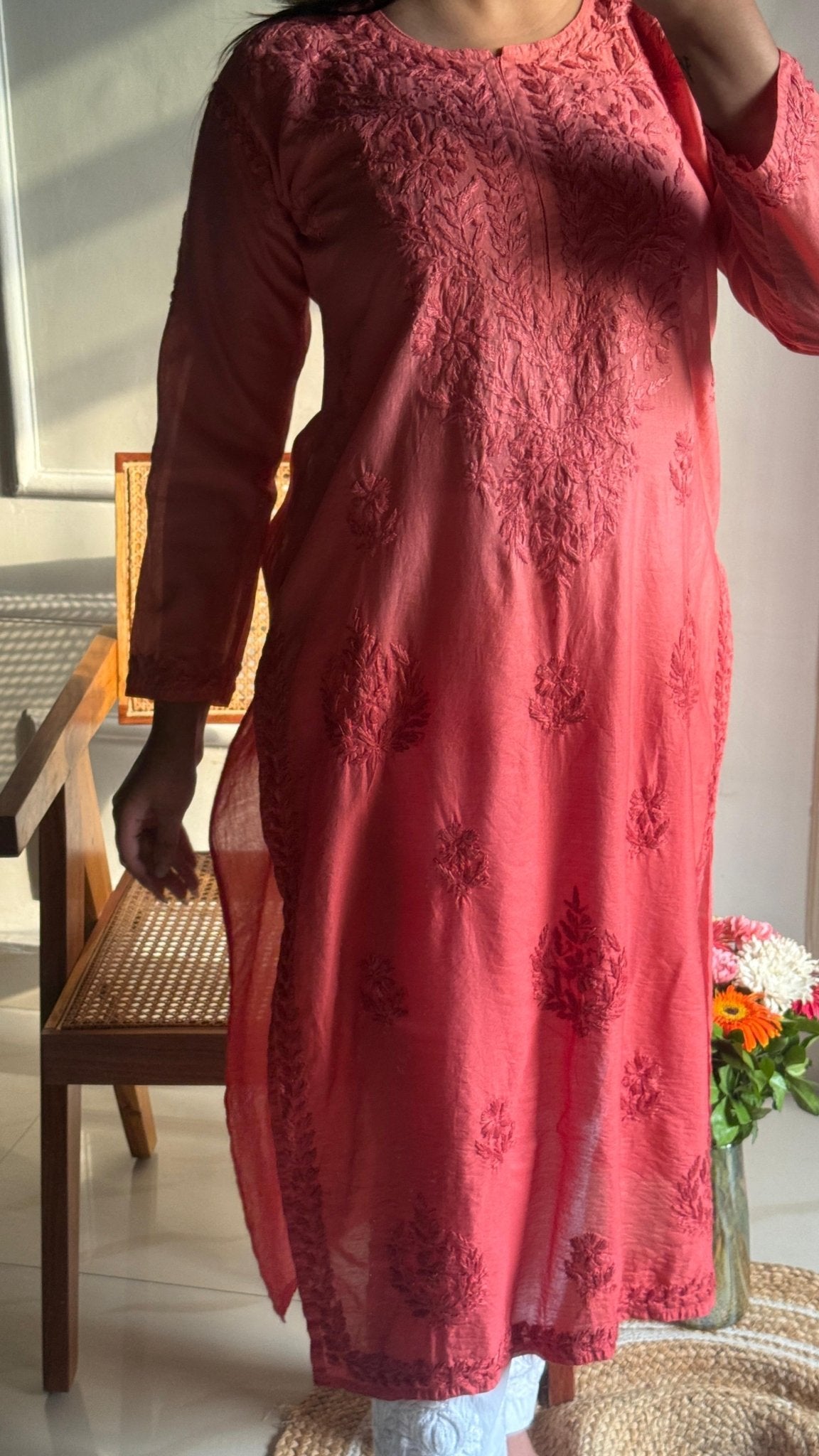 Chanderi Silk Ombre Soft Dyed Kurtas - Chikankari official