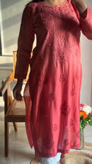 Chanderi Silk Ombre Soft Dyed Kurtas - Chikankari official