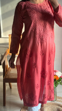 Chanderi Silk Ombre Soft Dyed Kurtas - Chikankari official