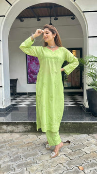 Chanderi Silk pastel Chikan combo - Chikankari official