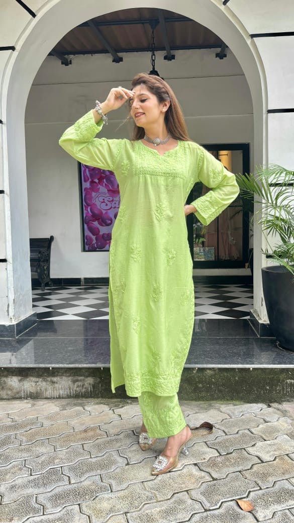 Chanderi Silk pastel Chikan combo