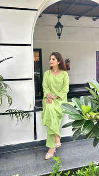 Chanderi Silk pastel Chikan combo - Chikankari official